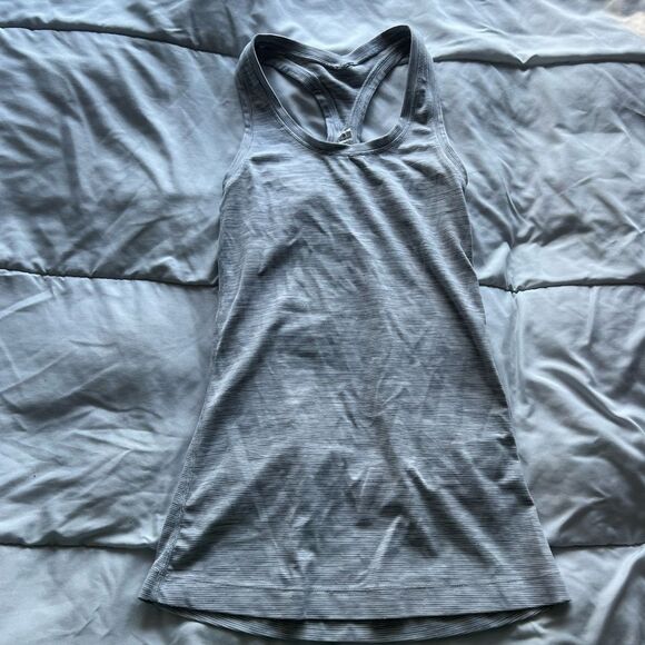 Lululemon Cool Racerback Tank Top Nulu White and Gray Heathered Size 2 - Picture 1 of 12